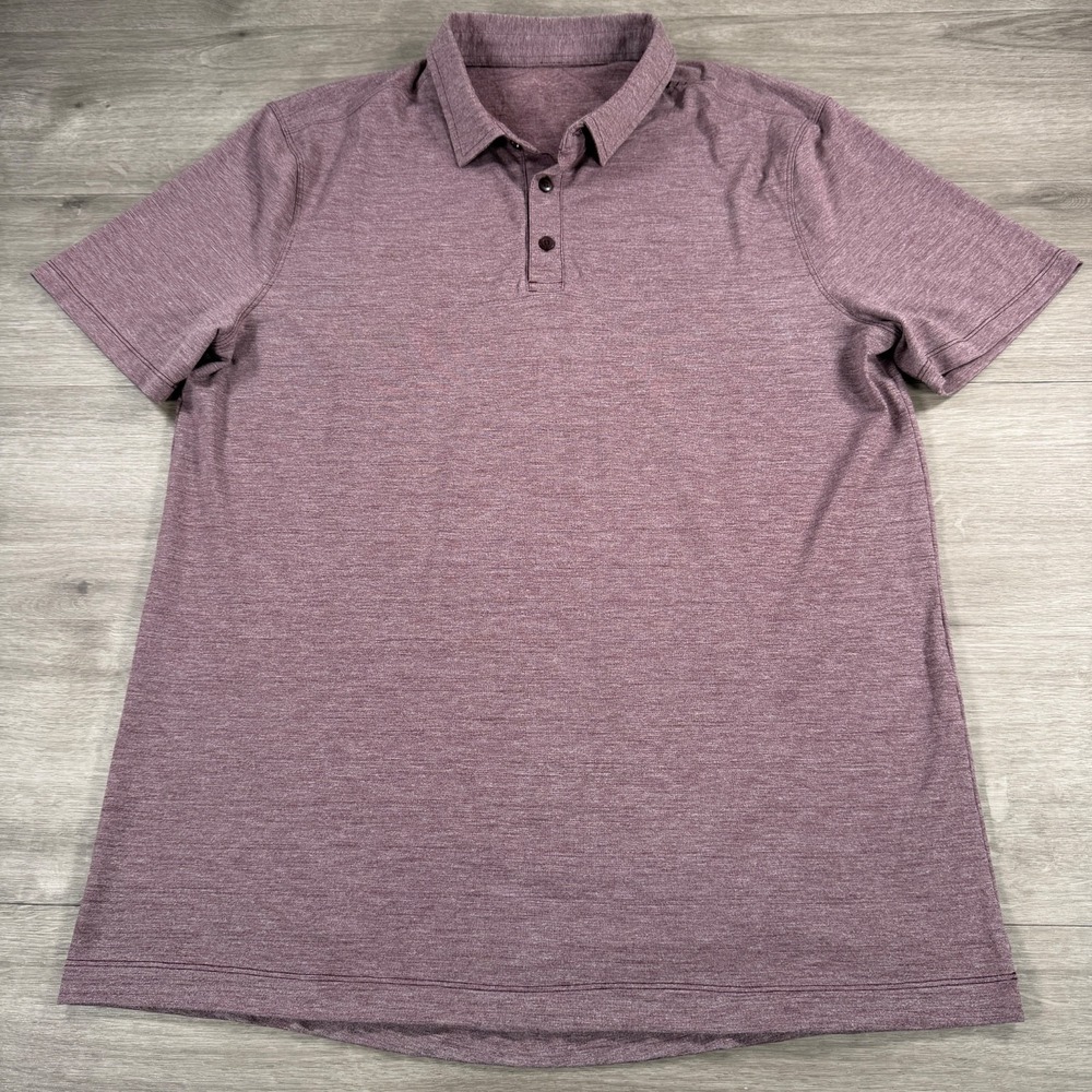 Lululemon Evolution Short Sleeve Polo Shirt Mens L Heather Plum Performance Golf